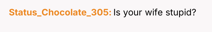 Status_Chocolate_305 Is your wife stupid?
