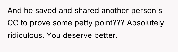 And he saved and shared another person's CC to prove...