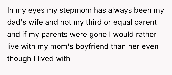 In my eyes my stepmom has always been my dad's...