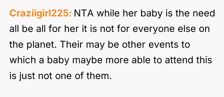 Craziigirl225 NTA while her baby is the need all be...