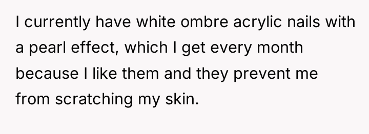 I currently have white ombre acrylic nails with a pearl...