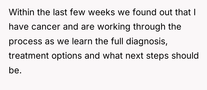 Within the last few weeks we found out that I...