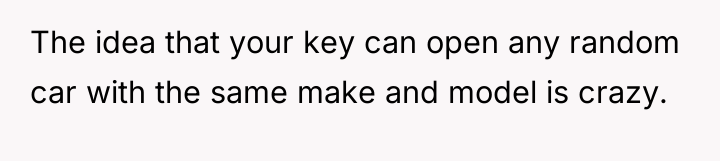 The idea that your key can open any random car...