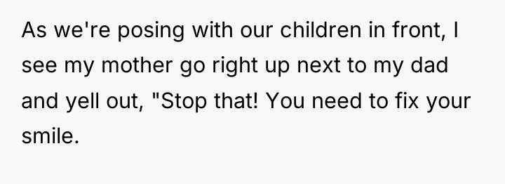 As we're posing with our children in front, I see...