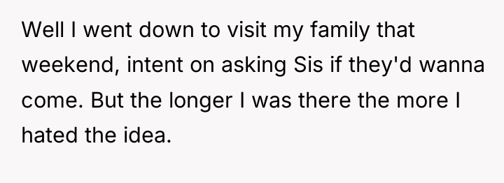 Well I went down to visit my family that weekend,...