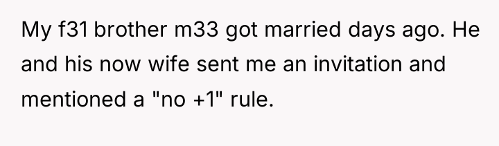 My f31 brother m33 got married days ago. He and...
