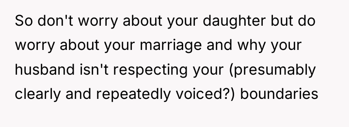 So don't worry about your daughter but do worry about...