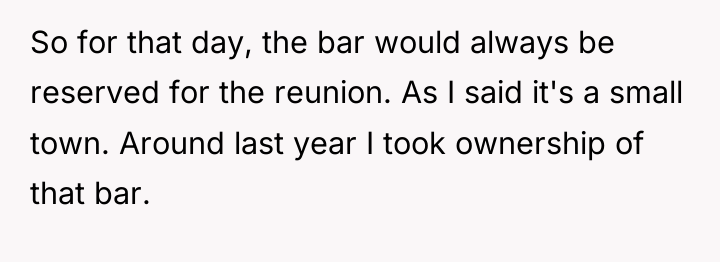 So for that day, the bar would always be reserved...