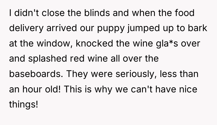 I didn't close the blinds and when the food delivery...