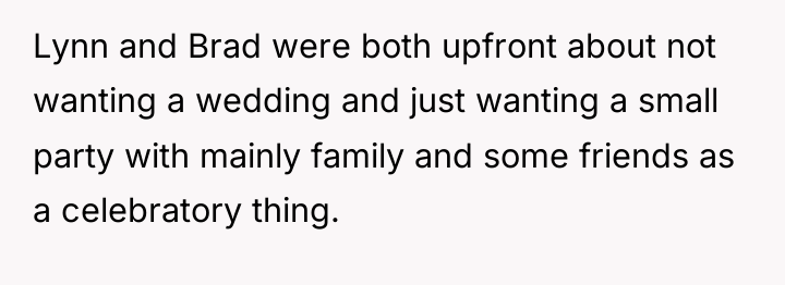 Lynn and Brad were both upfront about not wanting a...