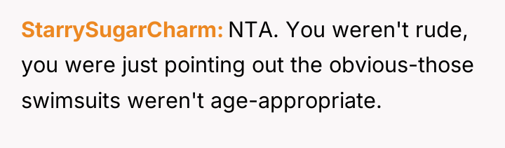 StarrySugarCharm NTA. You weren't rude, you were just pointing out...