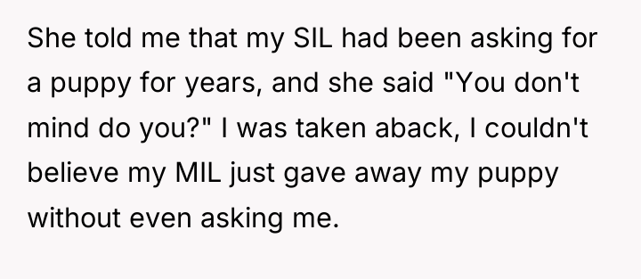 She told me that my SIL had been asking for...
