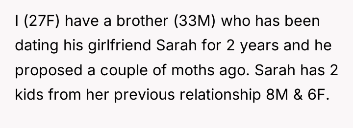 I (27F) have a brother (33M) who has been dating...