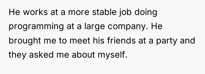 He works at a more stable job doing programming at...