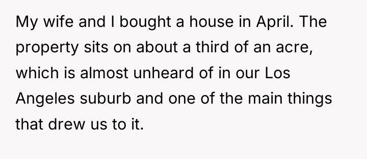 My wife and I bought a house in April. The...