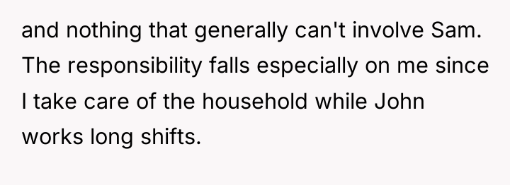 and nothing that generally can't involve Sam. The responsibility falls...