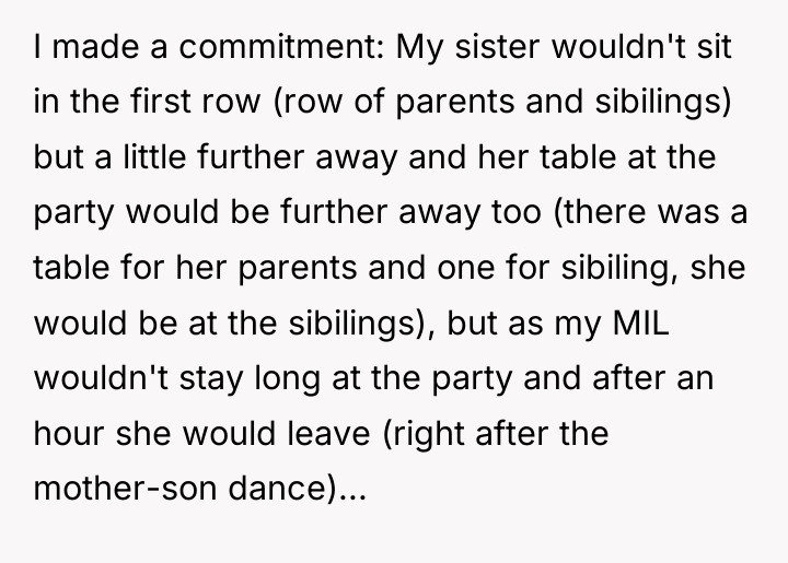 I made a commitment: My sister wouldn't sit in the...