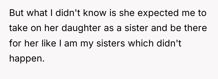 But what I didn't know is she expected me to...