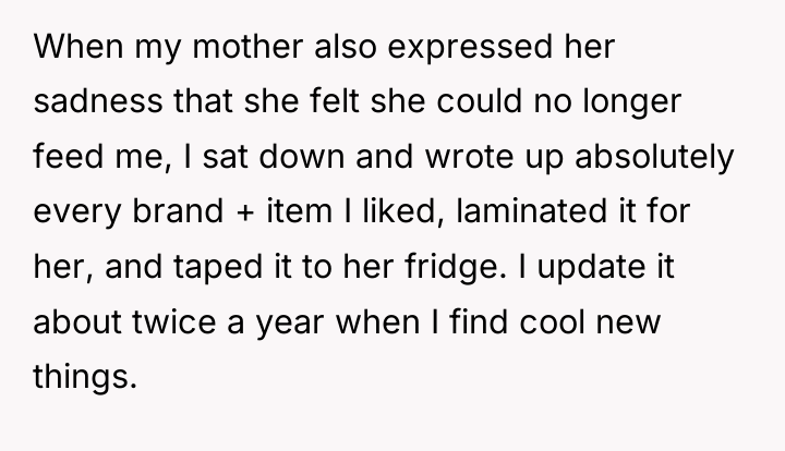 When my mother also expressed her sadness that she felt...