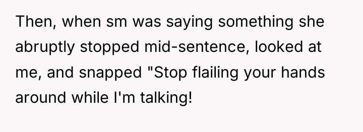 Then, when sm was saying something she abruptly stopped mid-sentence,...