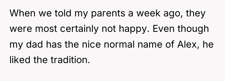 When we told my parents a week ago, they were...