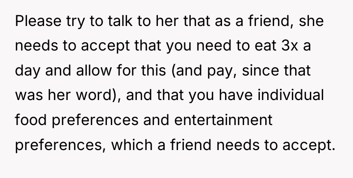 Please try to talk to her that as a friend,...