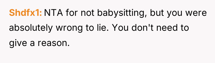 Shdfx1 NTA for not babysitting, but you were absolutely wrong...