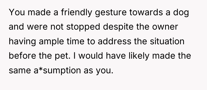 You made a friendly gesture towards a dog and were...