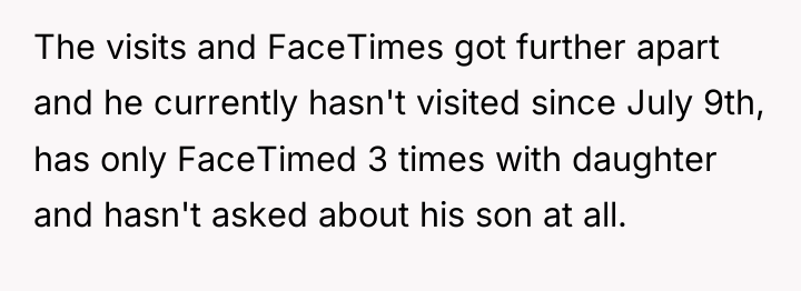 The visits and FaceTimes got further apart and he currently...