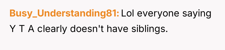 Busy_Understanding81 Lol everyone saying Y T A clearly doesn't have...