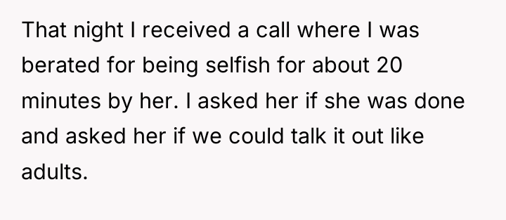That night I received a call where I was berated...