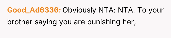 Good_Ad6336 Obviously NTA: NTA. To your brother saying you are...