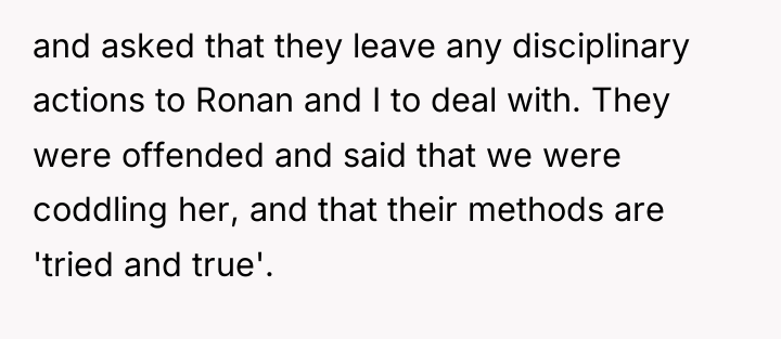 and asked that they leave any disciplinary actions to Ronan...