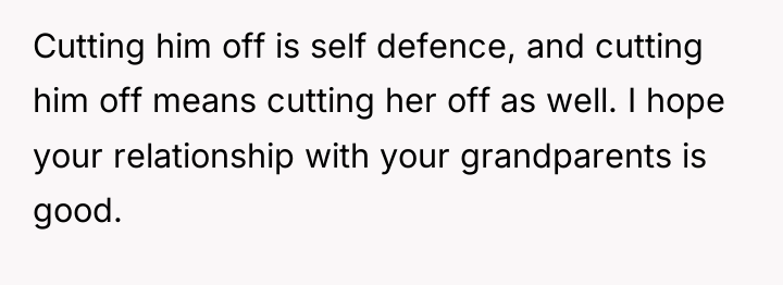 Cutting him off is self defence, and cutting him off...