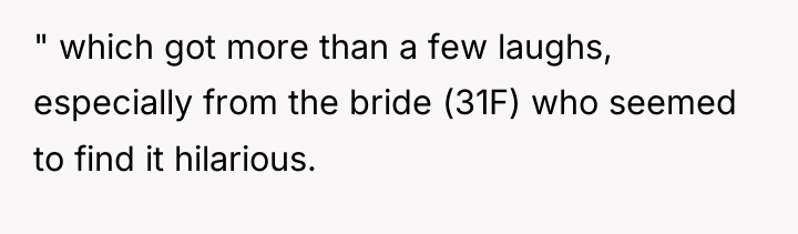 " which got more than a few laughs, especially from...