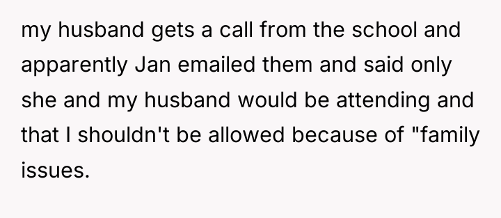 my husband gets a call from the school and apparently...