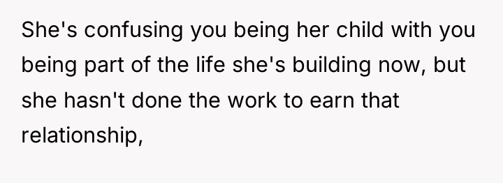 She's confusing you being her child with you being part...
