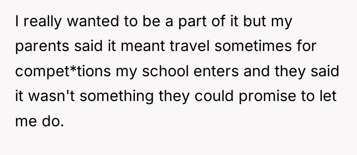 I really wanted to be a part of it but...
