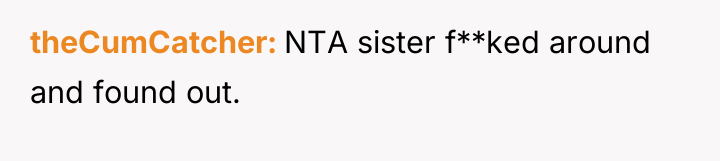 theCumCatcher NTA sister f**ked around and found out.