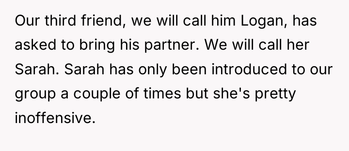 Our third friend, we will call him Logan, has asked...