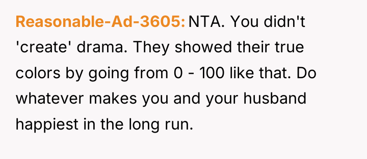 Reasonable-Ad-3605 NTA. You didn't 'create' drama. They showed their true...