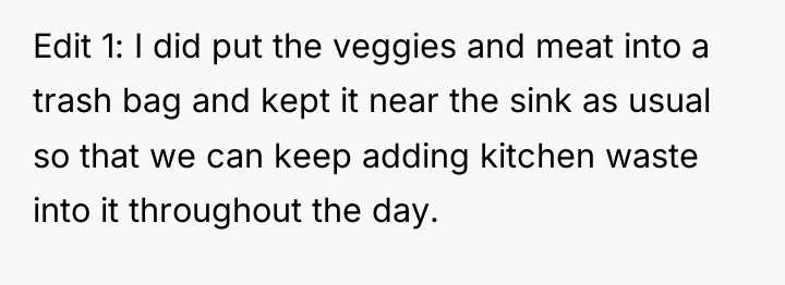 Edit 1: I did put the veggies and meat into...