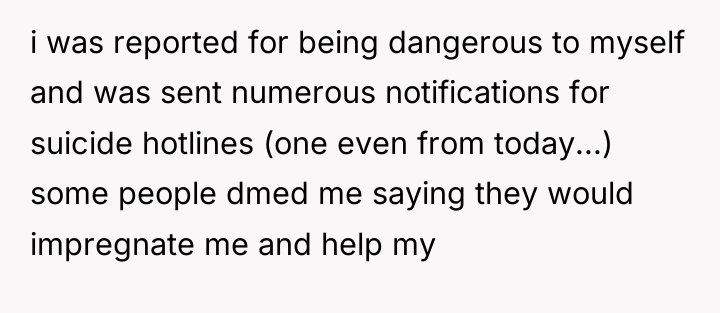 i was reported for being dangerous to myself and was...