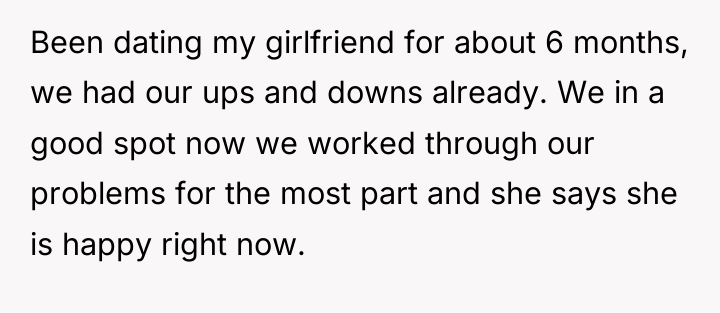 Been dating my girlfriend for about 6 months, we had...