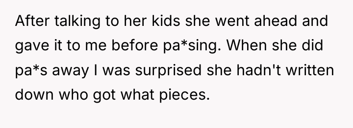 After talking to her kids she went ahead and gave...