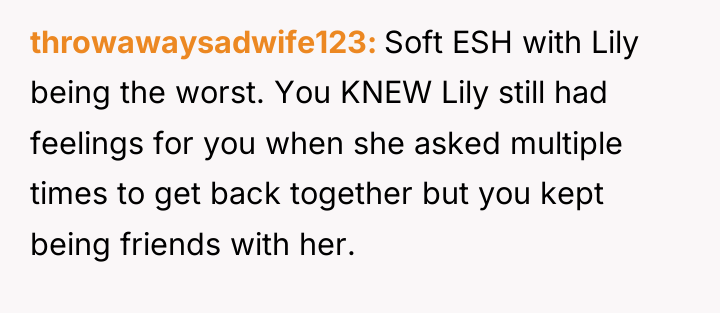 throwawaysadwife123 Soft ESH with Lily being the worst. You KNEW...
