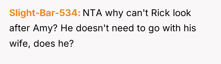 Slight-Bar-534 NTA why can't Rick look after Amy? He doesn't...