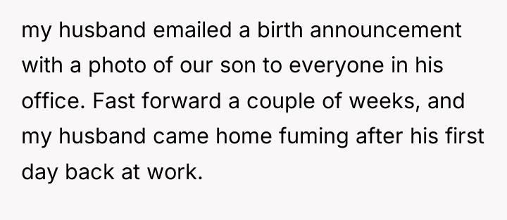 my husband emailed a birth announcement with a photo of...