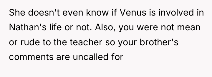 She doesn't even know if Venus is involved in Nathan's...