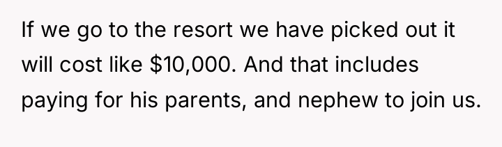 If we go to the resort we have picked out...